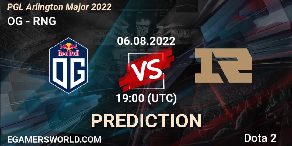OG vs RNG: Match Prediction. 06.08.2022 at 19:37, Dota 2, PGL Arlington Major 2022 - Group Stage