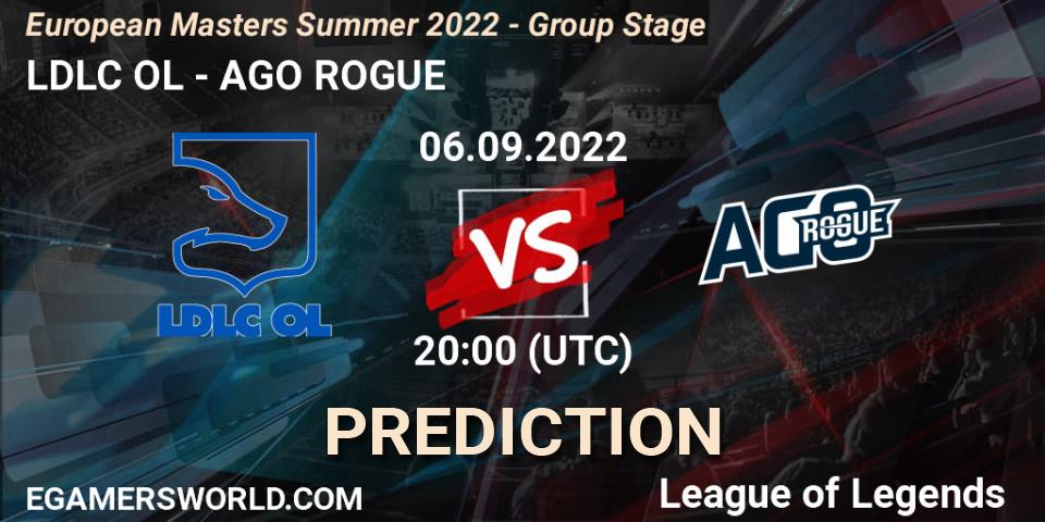 LDLC OL vs AGO ROGUE: Match Prediction. 06.09.2022 at 20:00, LoL, European Masters Summer 2022 - Group Stage
