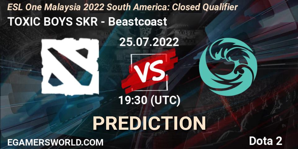 TOXIC BOYS SKR vs Beastcoast: Match Prediction. 25.07.2022 at 19:36, Dota 2, ESL One Malaysia 2022 South America: Closed Qualifier