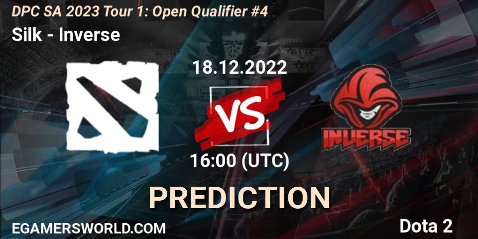 Silk vs Inverse: Match Prediction. 17.12.2022 at 18:00, Dota 2, DPC SA 2023 Tour 1: Open Qualifier #4