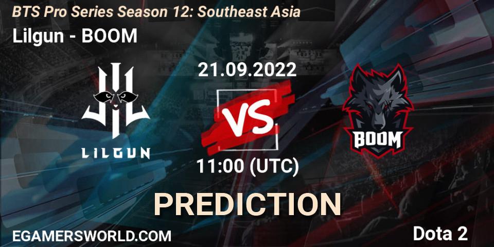 Lilgun vs BOOM: Match Prediction. 21.09.2022 at 11:03, Dota 2, BTS Pro Series Season 12: Southeast Asia