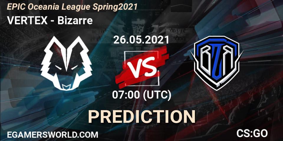 VERTEX vs Bizarre: Match Prediction. 26.05.2021 at 07:00, Counter-Strike (CS2), EPIC Oceania League Spring 2021