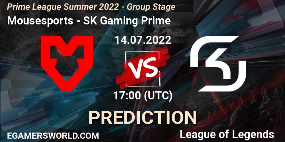 Mousesports vs SK Gaming Prime: Match Prediction. 14.07.2022 at 17:00, LoL, Prime League Summer 2022 - Group Stage