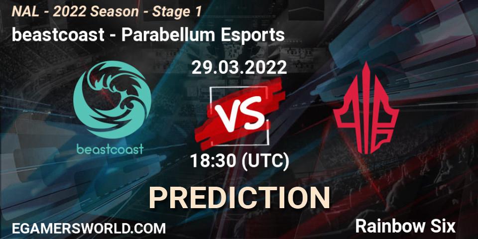 beastcoast vs Parabellum Esports: Match Prediction. 29.03.2022 at 18:30, Rainbow Six, NAL - Season 2022 - Stage 1