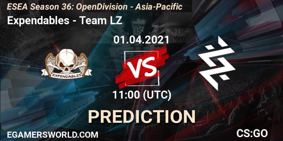 Expendables vs Team LZ: Match Prediction. 02.04.2021 at 11:00, Counter-Strike (CS2), ESEA Season 36: Open Division - Asia-Pacific
