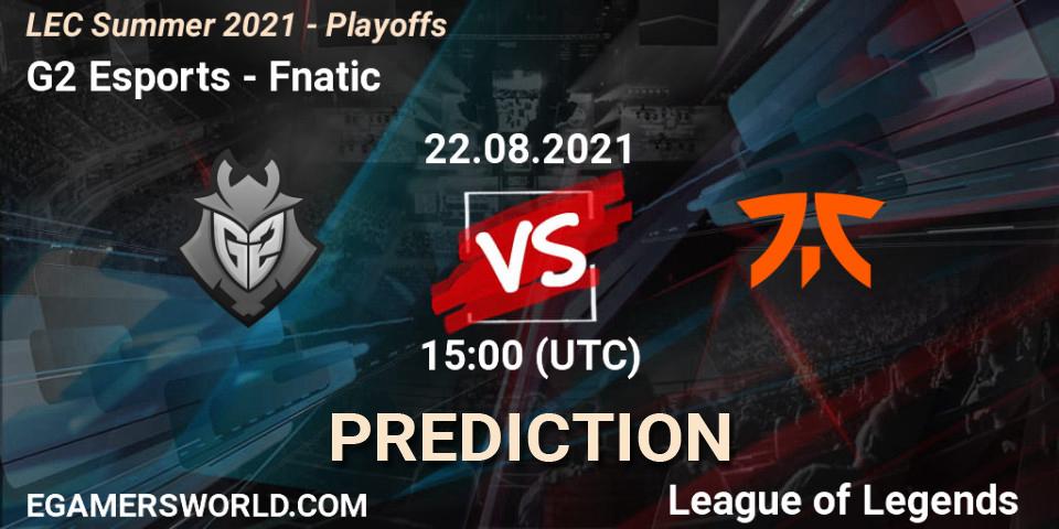 G2 Esports vs Fnatic: Match Prediction. 22.08.2021 at 15:00, LoL, LEC Summer 2021 - Playoffs