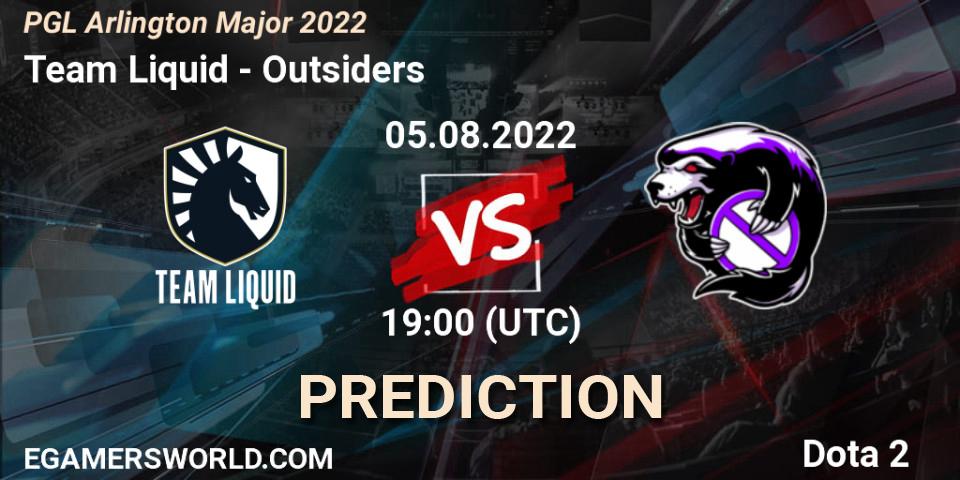 Team Liquid vs Outsiders: Match Prediction. 05.08.2022 at 19:29, Dota 2, PGL Arlington Major 2022 - Group Stage