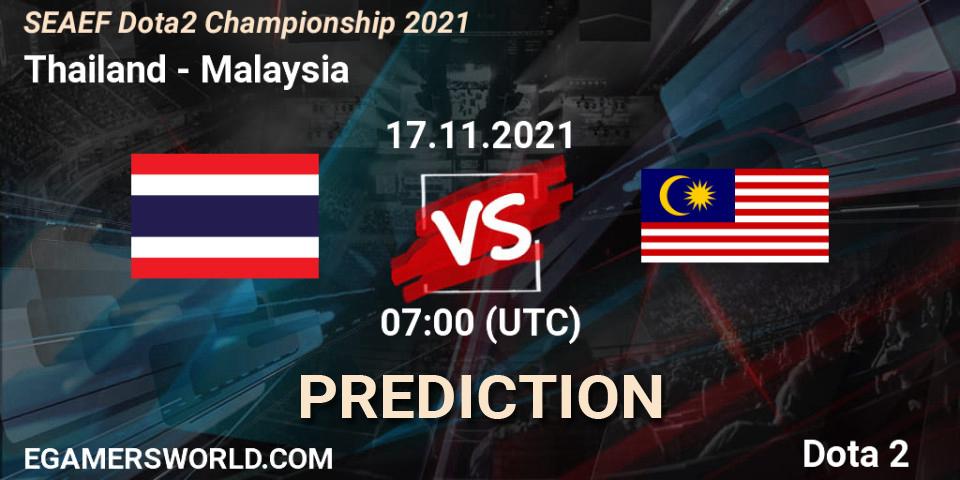 Thailand vs Team Malaysia: Match Prediction. 17.11.2021 at 08:06, Dota 2, SEAEF Dota2 Championship 2021