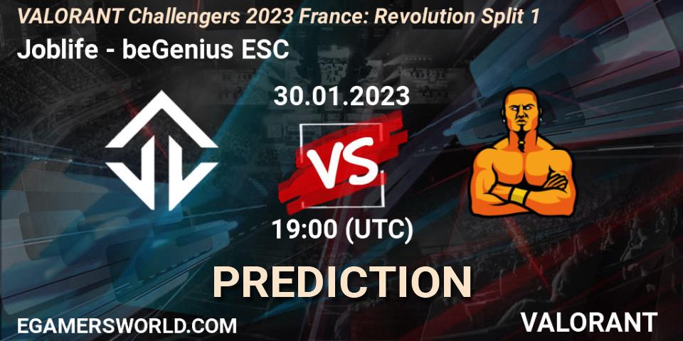 Joblife vs beGenius ESC: Match Prediction. 30.01.23, VALORANT, VALORANT Challengers 2023 France: Revolution Split 1