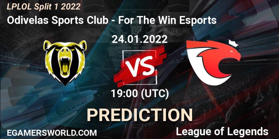 Odivelas Sports Club vs For The Win Esports: Match Prediction. 24.01.2022 at 22:20, LoL, LPLOL Split 1 2022