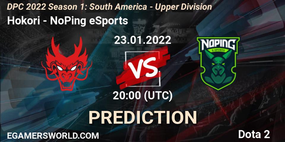 Hokori vs NoPing eSports: Match Prediction. 23.01.2022 at 20:03, Dota 2, DPC 2022 Season 1: South America - Upper Division