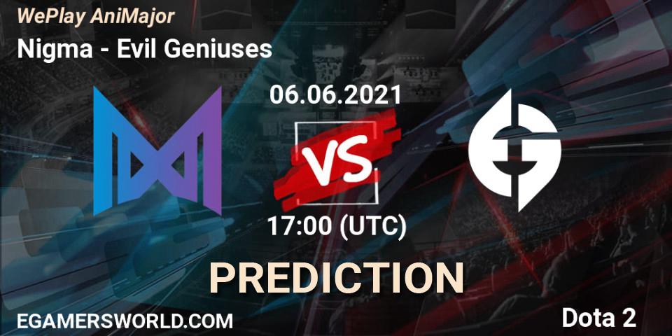 Nigma vs Evil Geniuses: Match Prediction. 06.06.21, Dota 2, WePlay AniMajor 2021