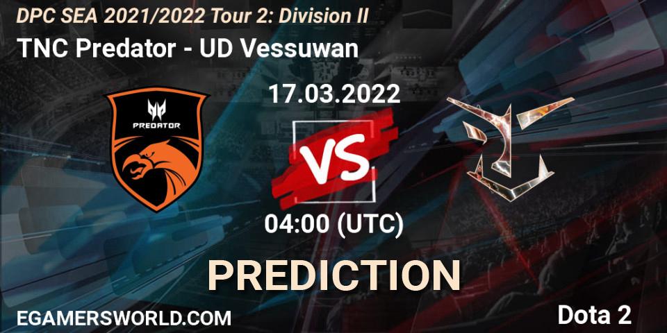 TNC Predator vs UD Vessuwan: Match Prediction. 21.03.2022 at 13:00, Dota 2, DPC 2021/2022 Tour 2: SEA Division II (Lower)