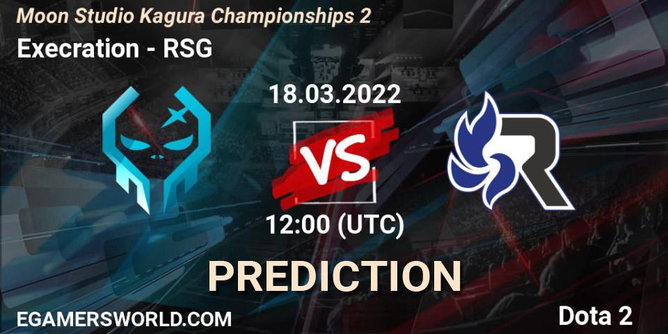 Execration vs RSG: Match Prediction. 18.03.2022 at 12:00, Dota 2, Moon Studio Kagura Championships 2