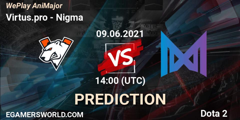 Virtus.pro vs Nigma: Match Prediction. 09.06.2021 at 20:30, Dota 2, WePlay AniMajor 2021