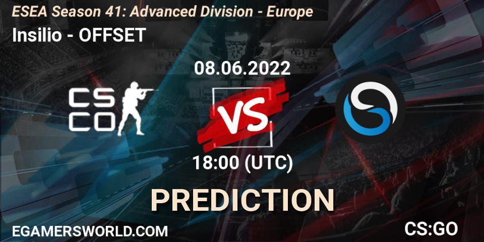 Insilio vs OFFSET: Match Prediction. 08.06.22, CS2 (CS:GO), ESEA Season 41: Advanced Division - Europe