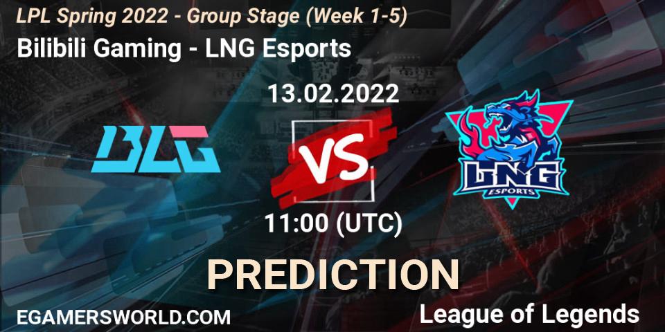 Bilibili Gaming vs LNG Esports: Match Prediction. 13.02.2022 at 12:45, LoL, LPL Spring 2022 - Group Stage (Week 1-5)