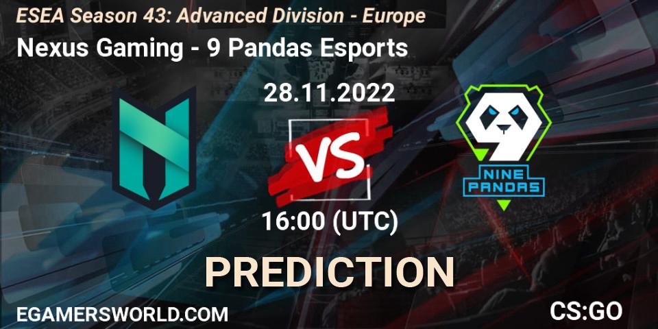 Nexus Gaming vs 9 Pandas Esports: Match Prediction. 01.12.22, CS2 (CS:GO), ESEA Season 43: Advanced Division - Europe