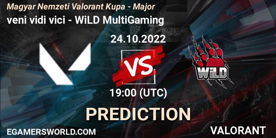 veni vidi vici vs WiLD MultiGaming: Match Prediction. 24.10.2022 at 19:00, VALORANT, Magyar Nemzeti Valorant Kupa - Major