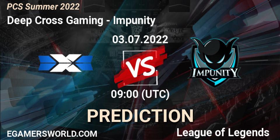 Deep Cross Gaming vs Impunity: Match Prediction. 03.07.2022 at 09:00, LoL, PCS Summer 2022