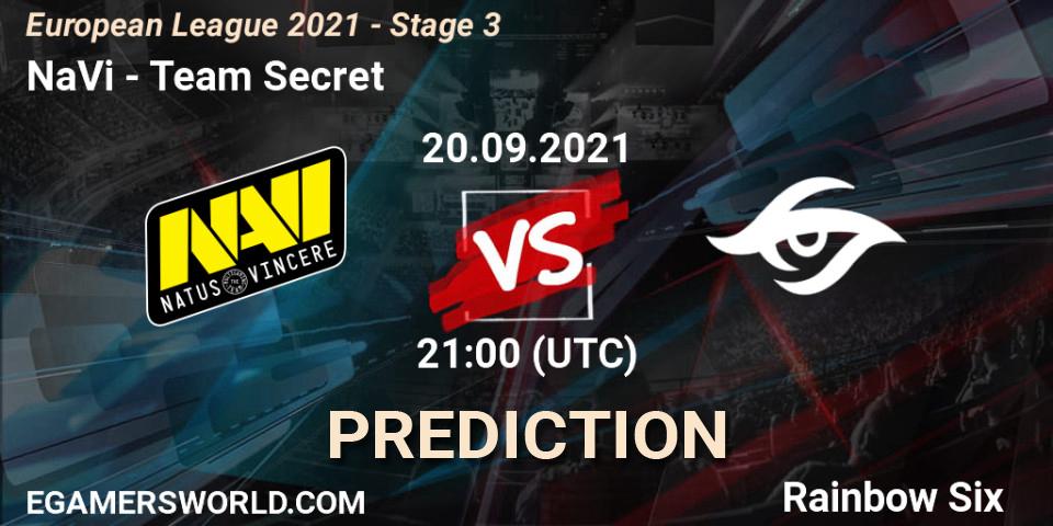 NaVi vs Team Secret: Match Prediction. 20.09.2021 at 21:00, Rainbow Six, European League 2021 - Stage 3