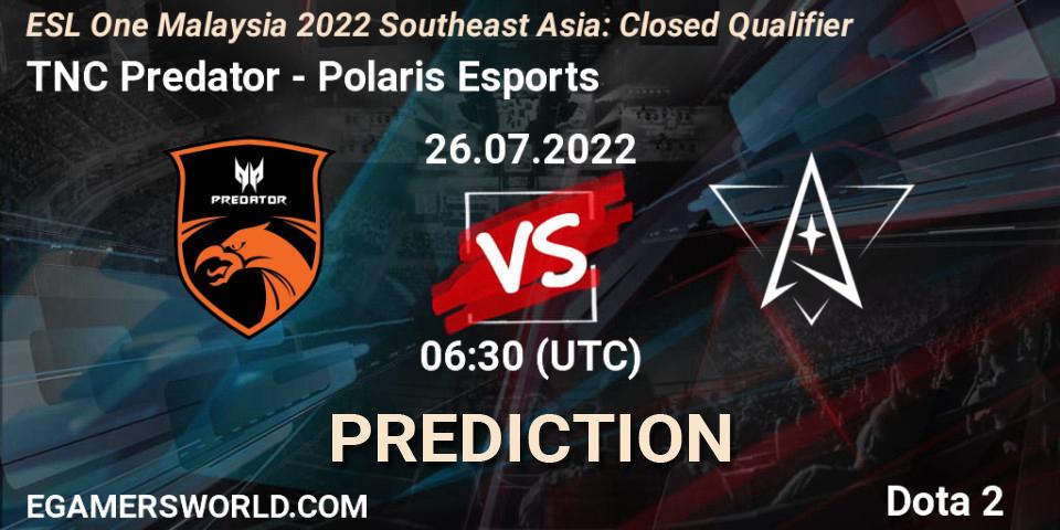 TNC Predator vs Polaris Esports: Match Prediction. 26.07.2022 at 06:31, Dota 2, ESL One Malaysia 2022 Southeast Asia: Closed Qualifier
