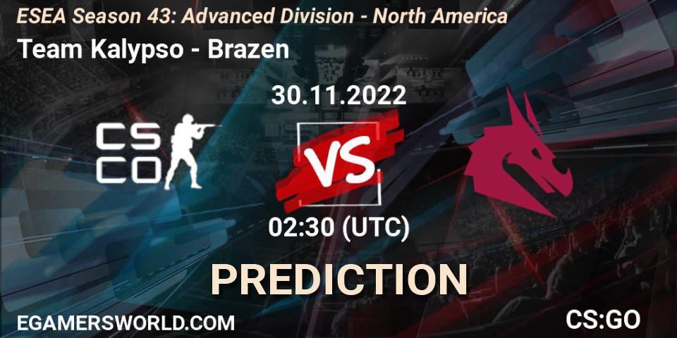 Team Kalypso vs Brazen: Match Prediction. 30.11.22, CS2 (CS:GO), ESEA Season 43: Advanced Division - North America