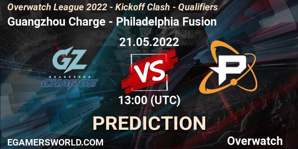 Guangzhou Charge vs Philadelphia Fusion: Match Prediction. 22.05.2022 at 10:00, Overwatch, Overwatch League 2022 - Kickoff Clash - Qualifiers