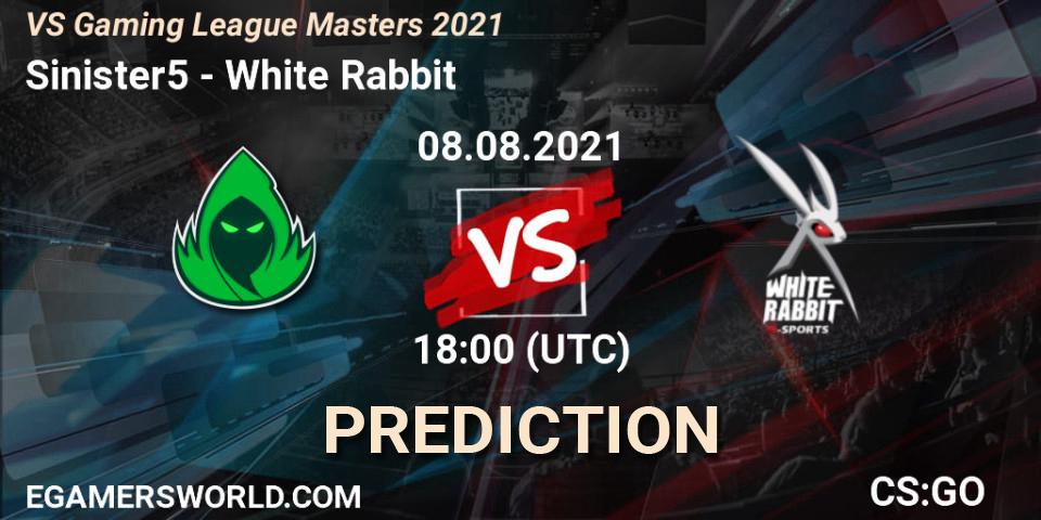 Sinister5 vs White Rabbit: Match Prediction. 08.08.2021 at 18:30, Counter-Strike (CS2), VS Gaming League Masters 2021