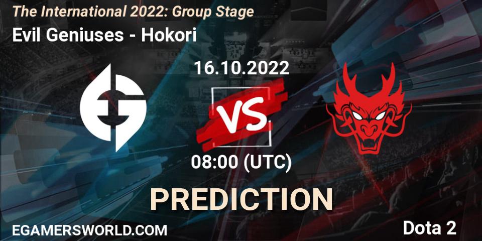 Evil Geniuses vs Hokori: Match Prediction. 16.10.22, Dota 2, The International 2022: Group Stage