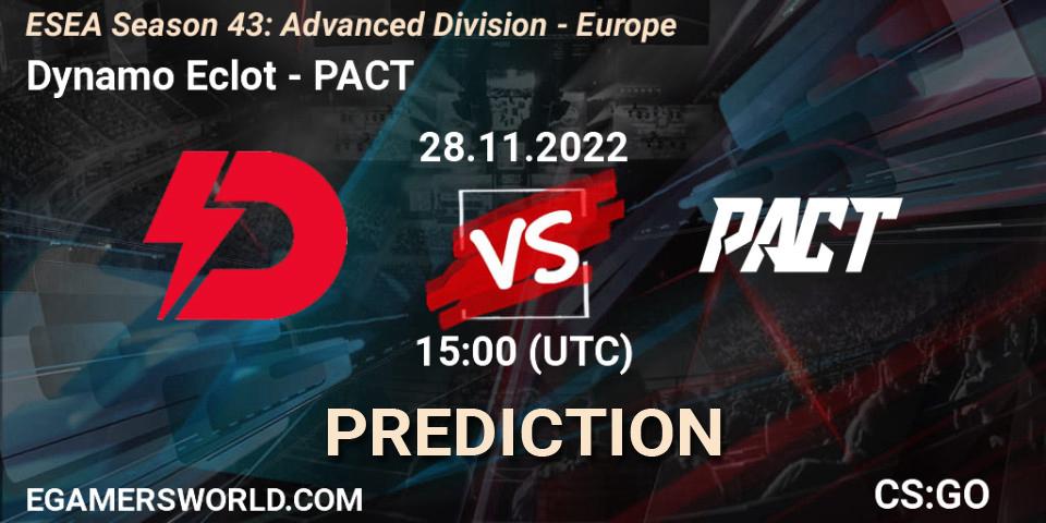 Dynamo Eclot vs PACT: Match Prediction. 01.12.22, CS2 (CS:GO), ESEA Season 43: Advanced Division - Europe