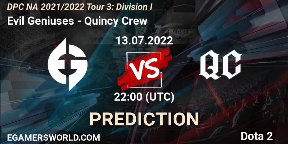 Evil Geniuses vs Quincy Crew: Match Prediction. 13.07.22, Dota 2, DPC NA 2021/2022 Tour 3: Division I
