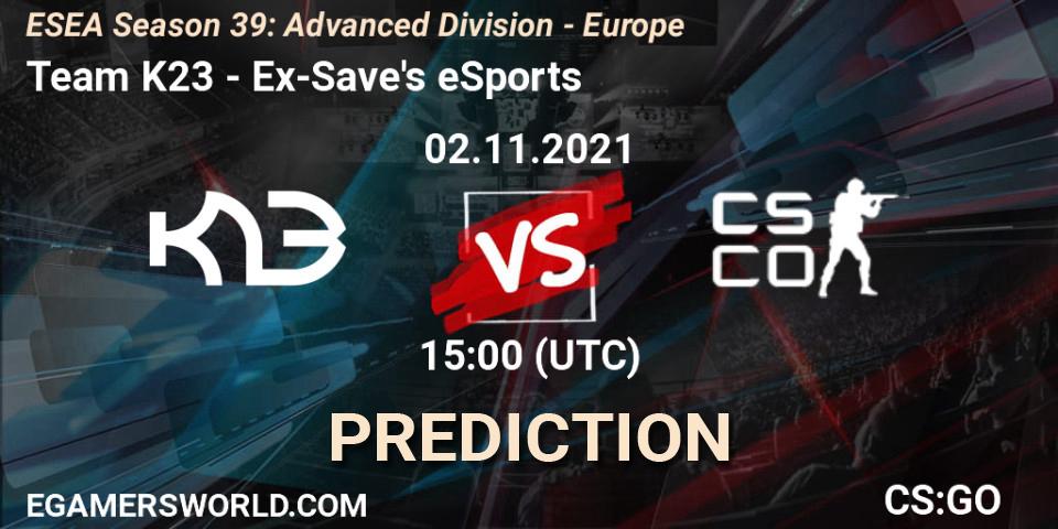 Team K23 vs Ex-Save's eSports: Match Prediction. 02.11.2021 at 15:00, Counter-Strike (CS2), ESEA Season 39: Advanced Division - Europe
