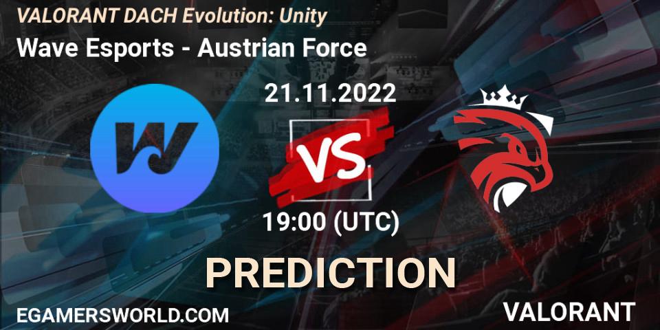 Wave Esports vs Austrian Force: Match Prediction. 21.11.2022 at 19:00, VALORANT, VALORANT DACH Evolution: Unity
