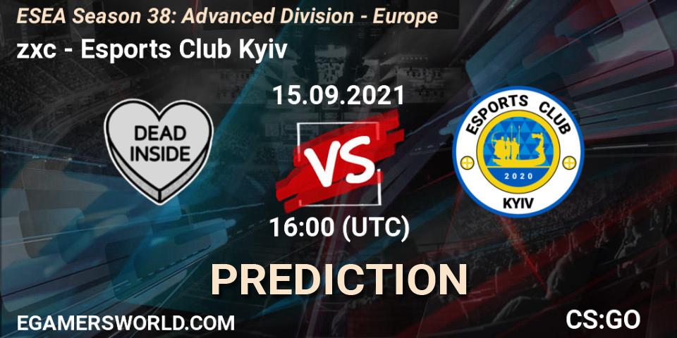 zxc vs Esports Club Kyiv: Match Prediction. 15.09.2021 at 16:00, Counter-Strike (CS2), ESEA Season 38: Advanced Division - Europe