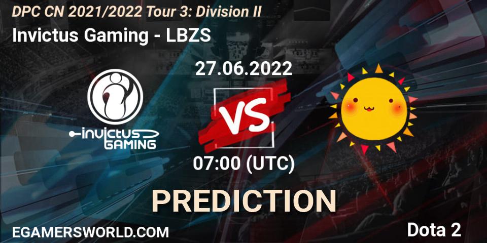 Invictus Gaming vs LBZS: Match Prediction. 27.06.22, Dota 2, DPC CN 2021/2022 Tour 3: Division II