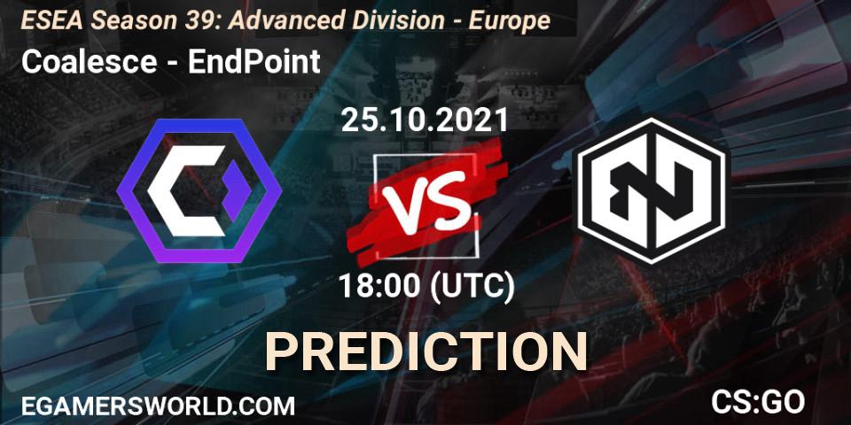 Coalesce vs EndPoint: Match Prediction. 25.10.2021 at 18:00, Counter-Strike (CS2), ESEA Season 39: Advanced Division - Europe