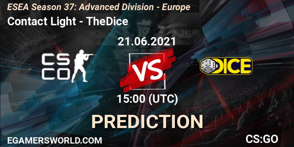 Contact Light vs TheDice: Match Prediction. 21.06.2021 at 15:00, Counter-Strike (CS2), ESEA Season 37: Advanced Division - Europe
