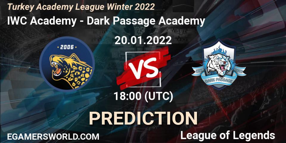 IWC Academy vs Dark Passage Academy: Match Prediction. 20.01.2022 at 18:00, LoL, Turkey Academy League Winter 2022