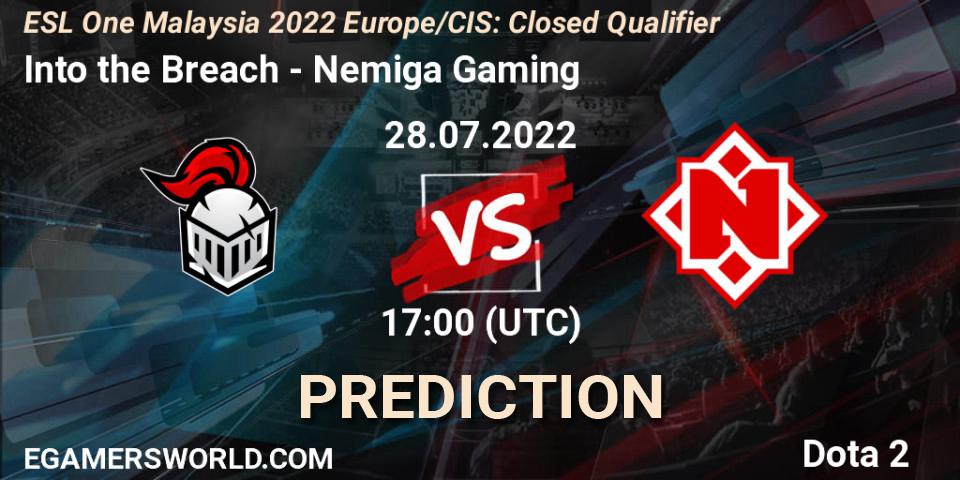 Into the Breach vs Nemiga Gaming: Match Prediction. 28.07.2022 at 17:01, Dota 2, ESL One Malaysia 2022 Europe/CIS: Closed Qualifier