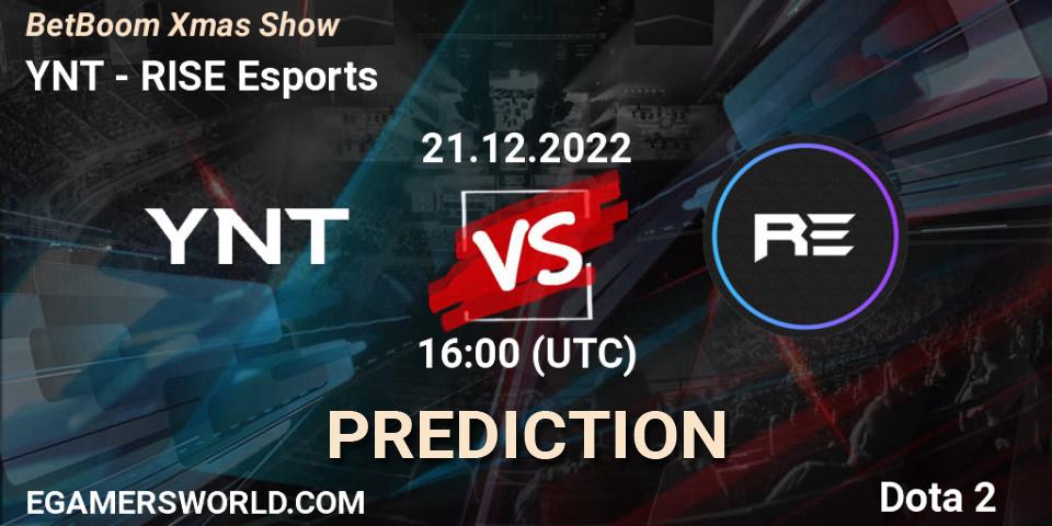 YNT vs RISE Esports: Match Prediction. 21.12.2022 at 16:37, Dota 2, BetBoom Xmas Show