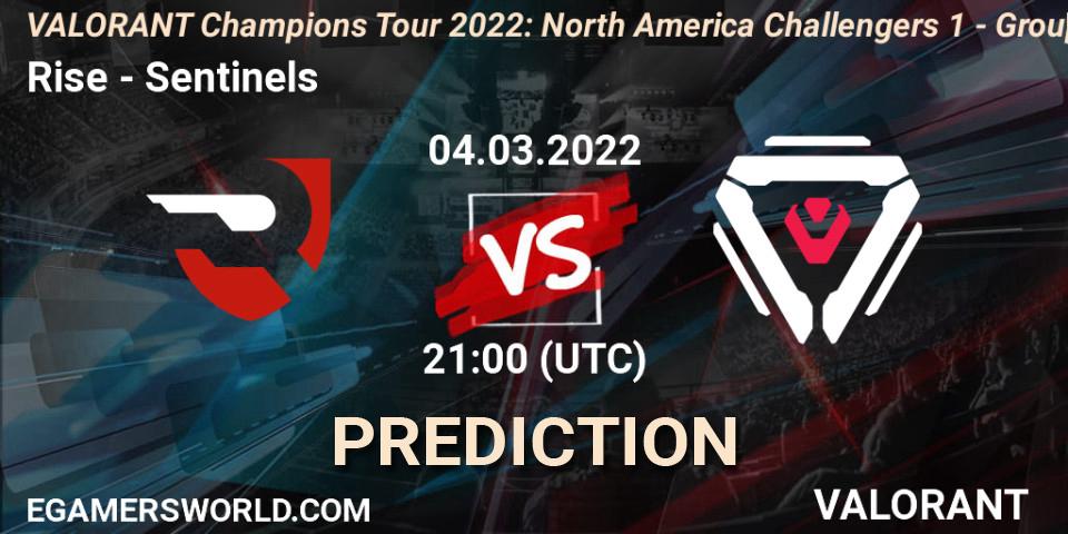 Rise vs Sentinels: Match Prediction. 04.03.2022 at 21:15, VALORANT, VCT 2022: North America Challengers 1 - Group Stage