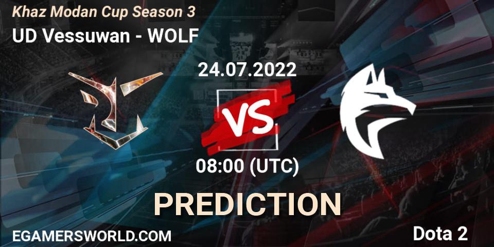 UD Vessuwan vs WOLF: Match Prediction. 24.07.2022 at 08:13, Dota 2, Khaz Modan Cup Season 3