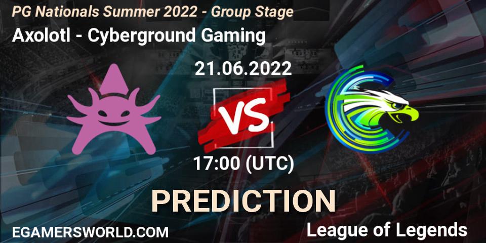 Axolotl vs Cyberground Gaming: Match Prediction. 21.06.2022 at 18:00, LoL, PG Nationals Summer 2022 - Group Stage