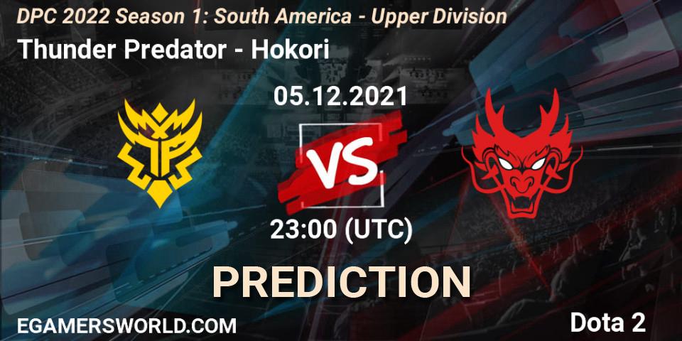 Thunder Predator vs Hokori: Match Prediction. 05.12.21, Dota 2, DPC 2022 Season 1: South America - Upper Division
