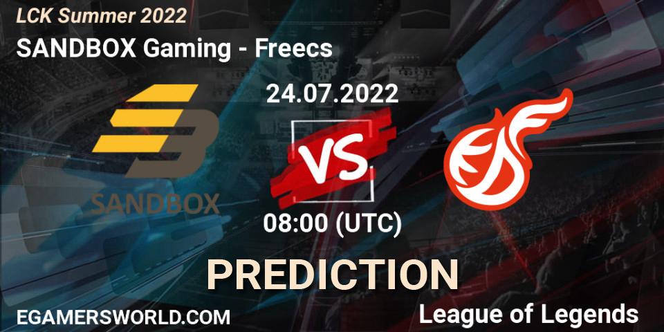 SANDBOX Gaming vs Freecs: Match Prediction. 24.07.2022 at 08:00, LoL, LCK Summer 2022