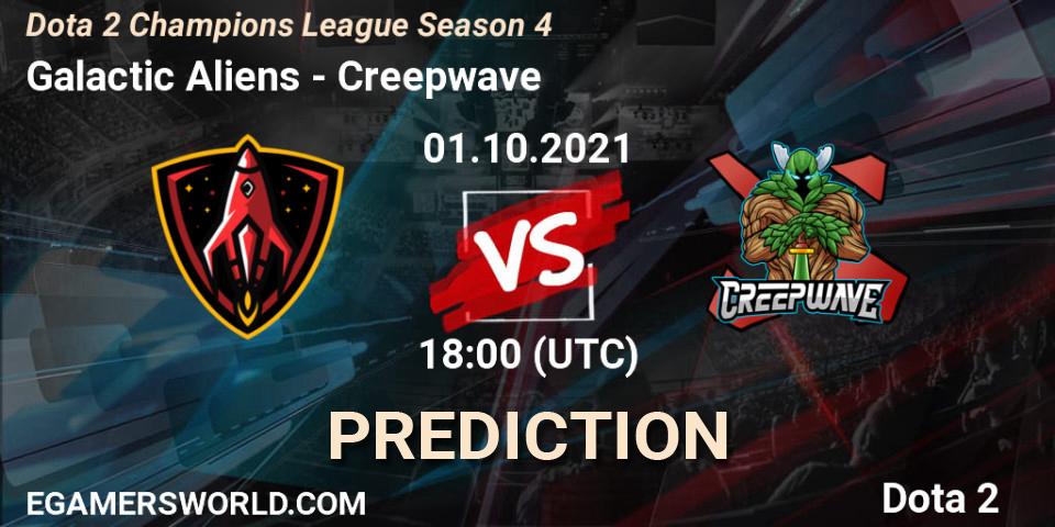 Galactic Aliens vs Creepwave: Match Prediction. 01.10.2021 at 19:15, Dota 2, Dota 2 Champions League Season 4