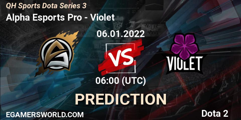 Alpha Esports Pro vs Violet: Match Prediction. 06.01.2022 at 06:26, Dota 2, QH Sports Dota Series 3