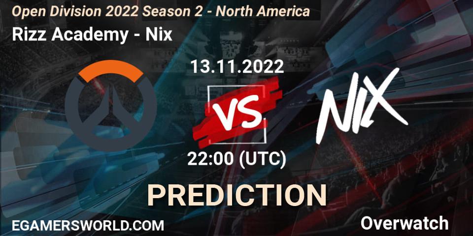 Rizz Academy vs Nix: Match Prediction. 13.11.2022 at 22:00, Overwatch, Open Division 2022 Season 2 - North America