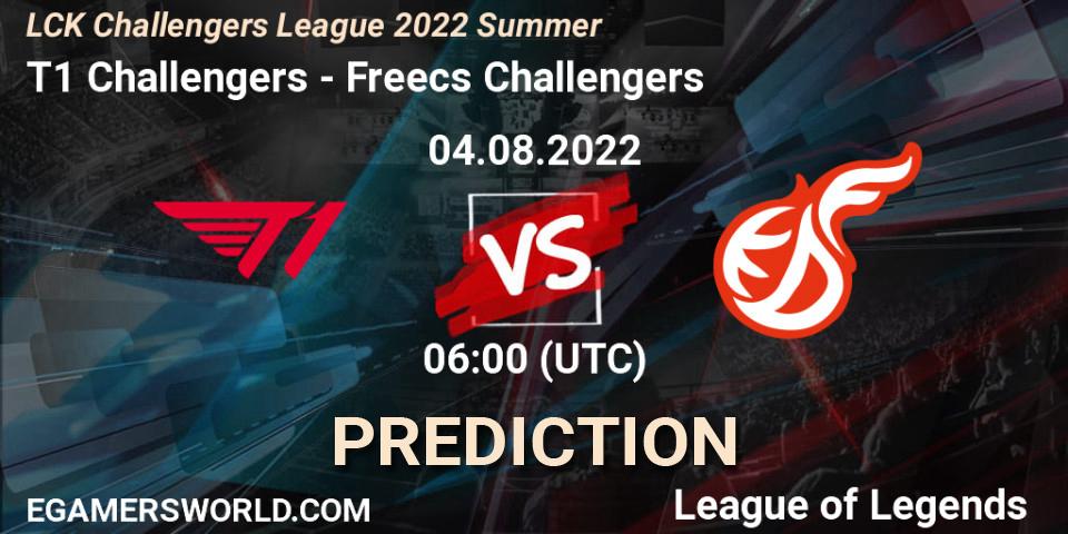 T1 Challengers vs Freecs Challengers: Match Prediction. 04.08.2022 at 06:00, LoL, LCK Challengers League 2022 Summer